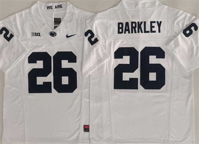 Mens Penn State Nittany Lions #26 Saquon Barkley White 2024 F.U.S.E. Stitched Jersey